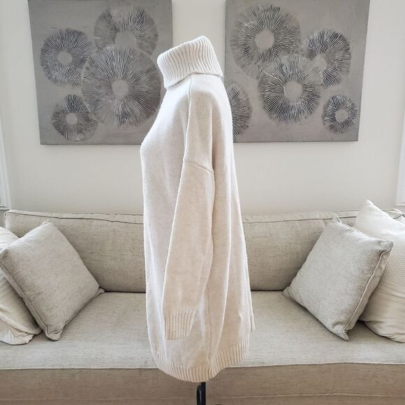 Topshop Turtleneck Sweater Dress Tunic - size 6 in Oat - Picture 10 of 16